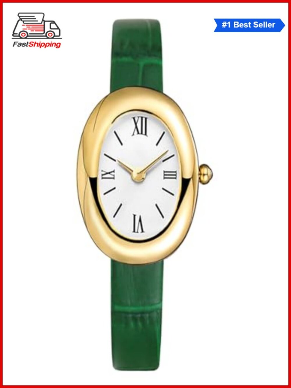 MASTOP Women's Oval Dial Bangle Watch Gold-Tone Quartz Waterproof